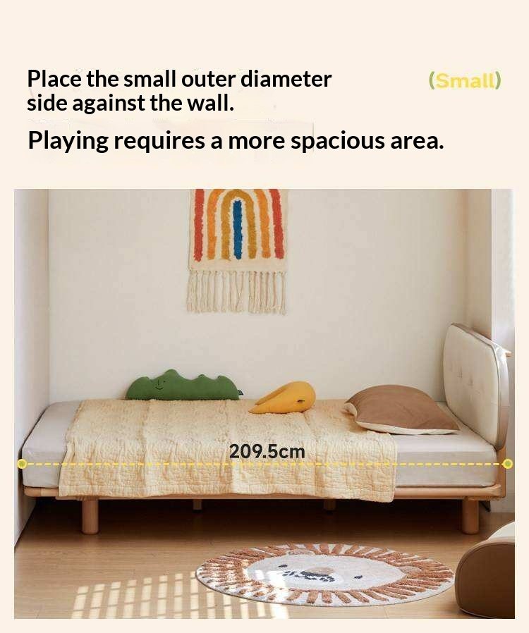 Beech Solid Wood Kids Floating Platform Bed with Upholstered Headboard and Optional Guardrails
