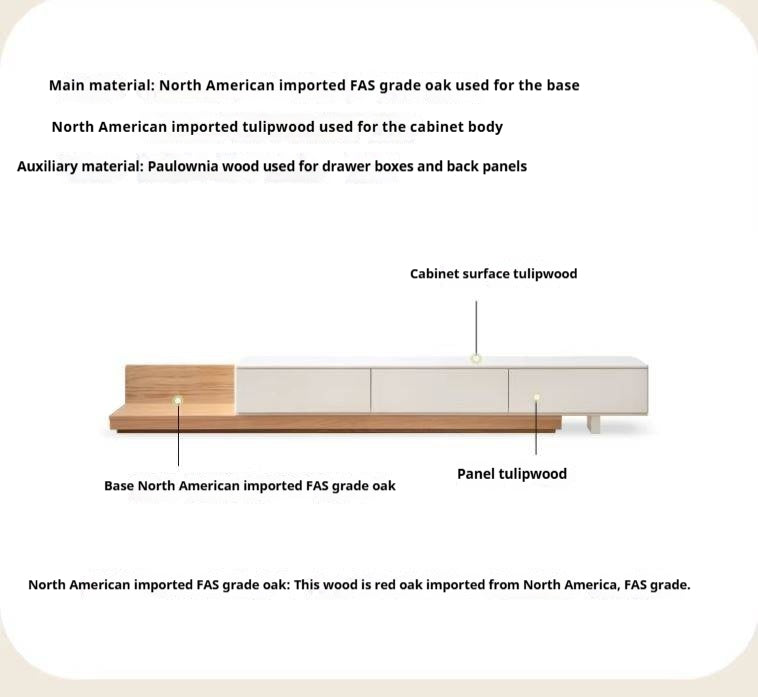 Tulipwood, Ash, Solid Rubberwood Retractable Floor TV Cabinet.