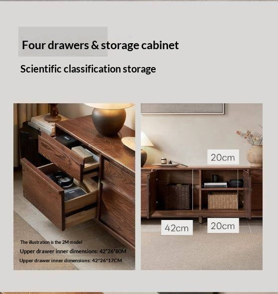 Ash Solid Wood Wabi-sabi Style TV Cabinet