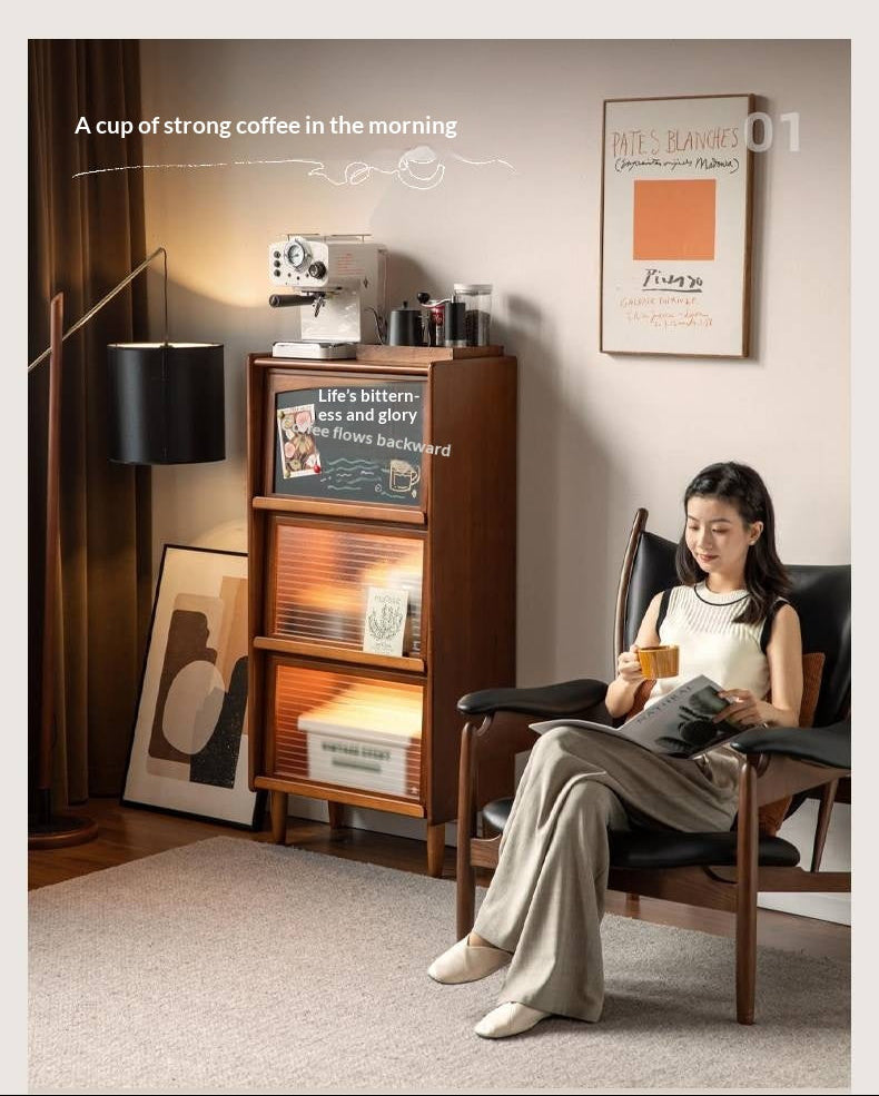 Poplar Solid Wood Vintage Style Flip Door Bookcase