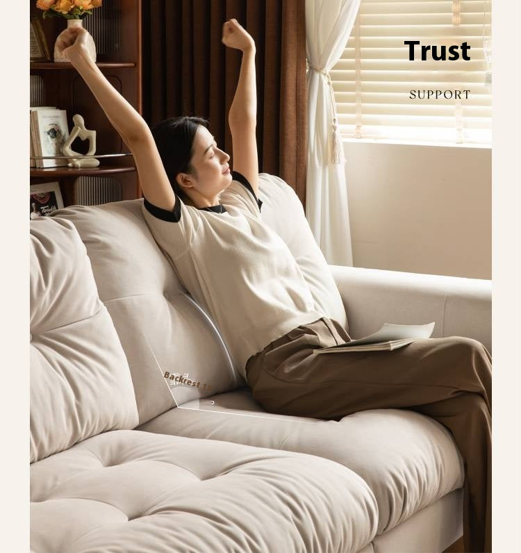 French Retro Fabric Sofa – High-Back with Pet-Friendly Scratch-Resistant Fabric