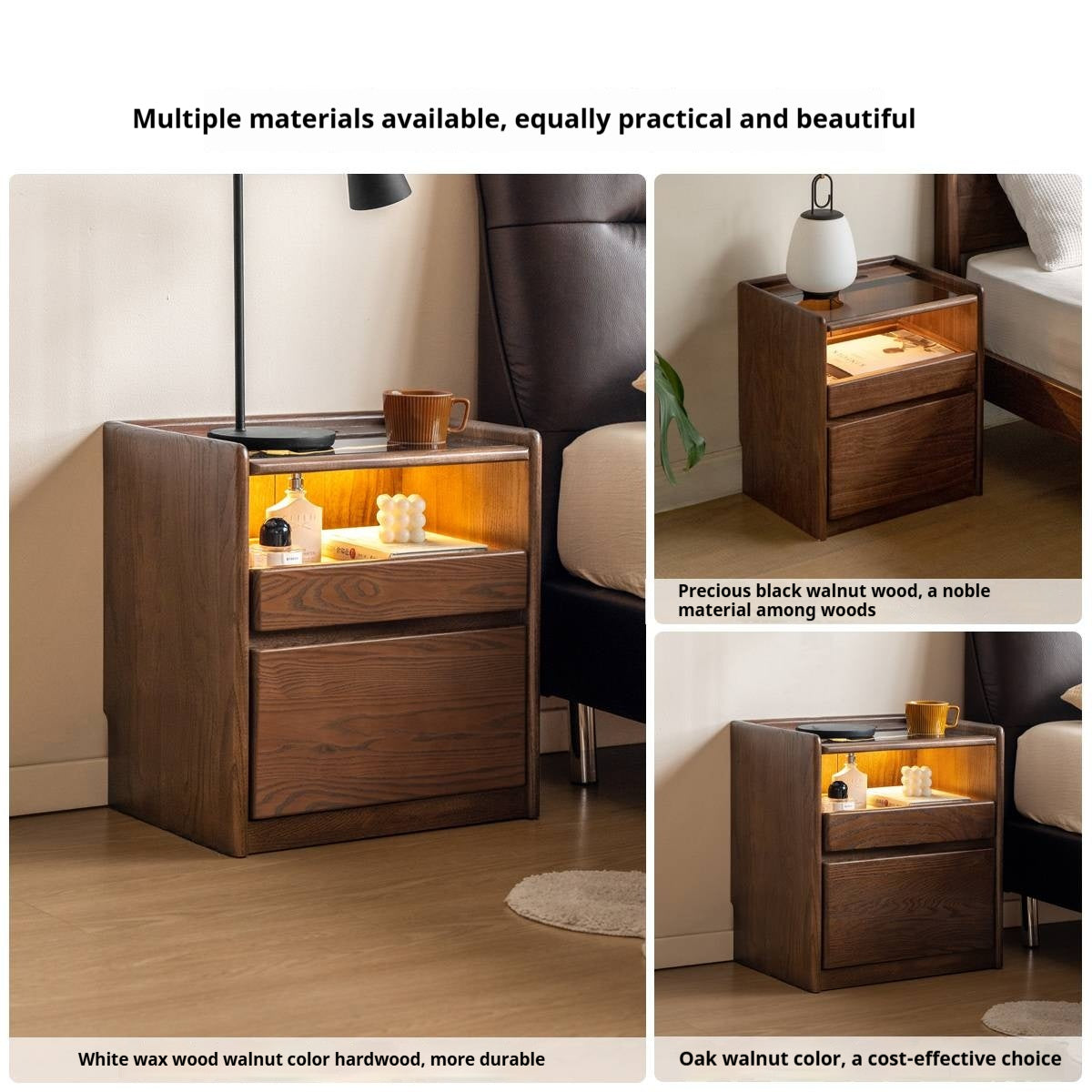 Ash Solid Wood Modern Nightstand