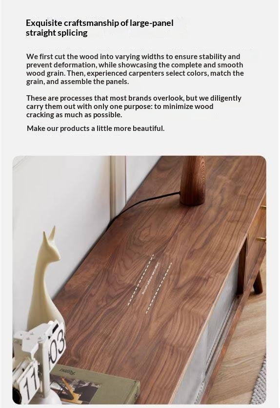 Black Walnut Solid Wood Nordic TV Cabinet.