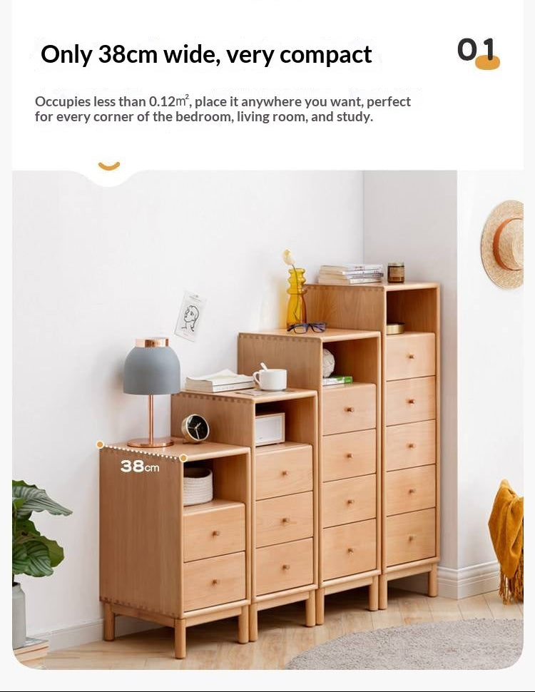 European Beech Solid Wood Storage Side Cabinet Combination