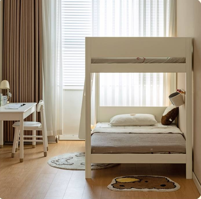 Rubberwood Solid Wood Children's Adult Bunk Bed