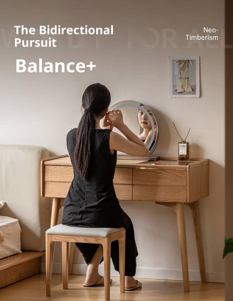Oak Solid Wood Modern Minimalist Multifunctional Dressing Table