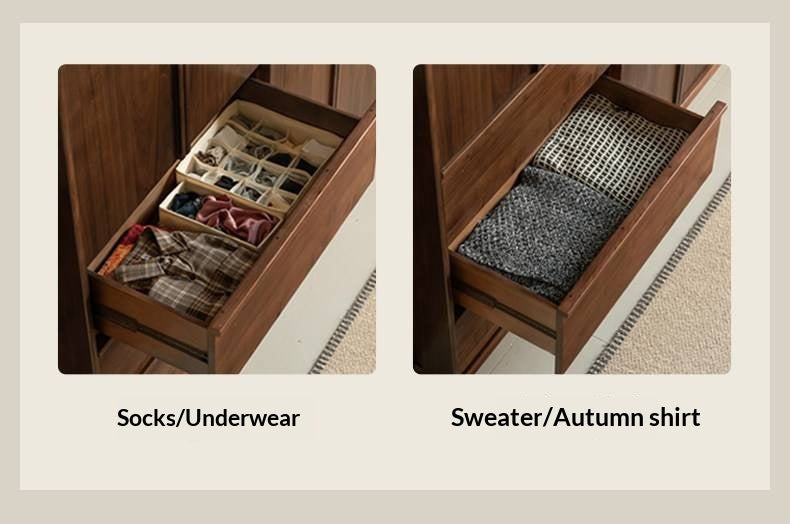 Black Walnut Solid Wood Italian Light Luxury Wardrobe