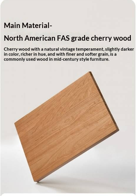 Cherry Solid Wood Upholstered Bed — Platform Bed, Headboard-Free Bed Floor Style, Simple Floating Bed