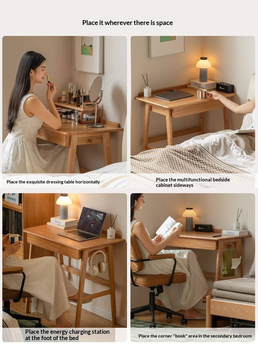 Oak Solid Wood small Office Desk with a drawer