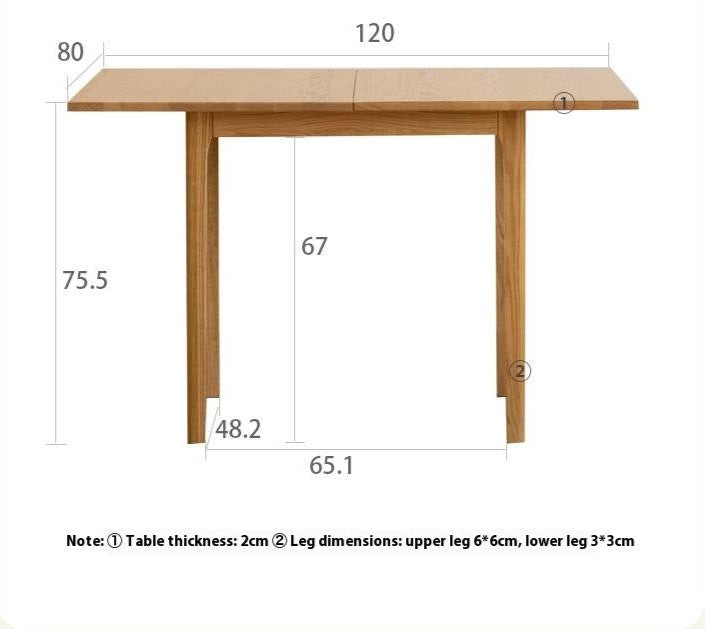 Oak Solid Wood Folding Dining Table
