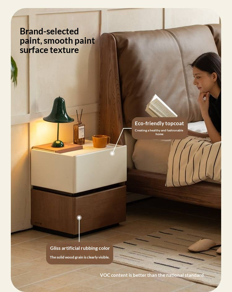 Solid RubberWood Two-Tone Nightstand