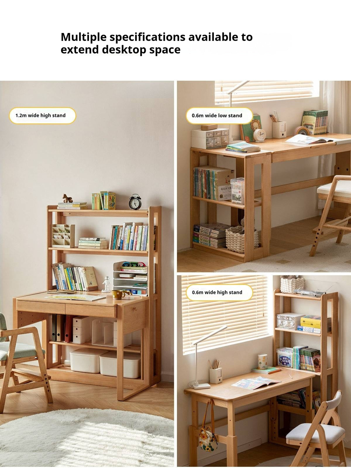 Beech Solid Wood Floor-To-Ceiling Bookcase