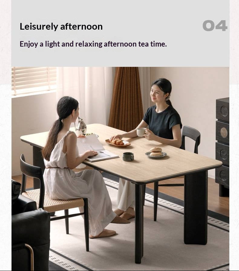 Oak Solid Wood Modern Cave Stone Rock Plate Dining Table