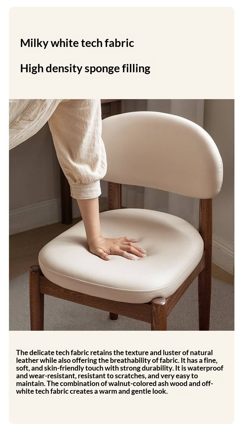 Black Walnut, Ash Solid Wood Modern White Soft Makeup Chair