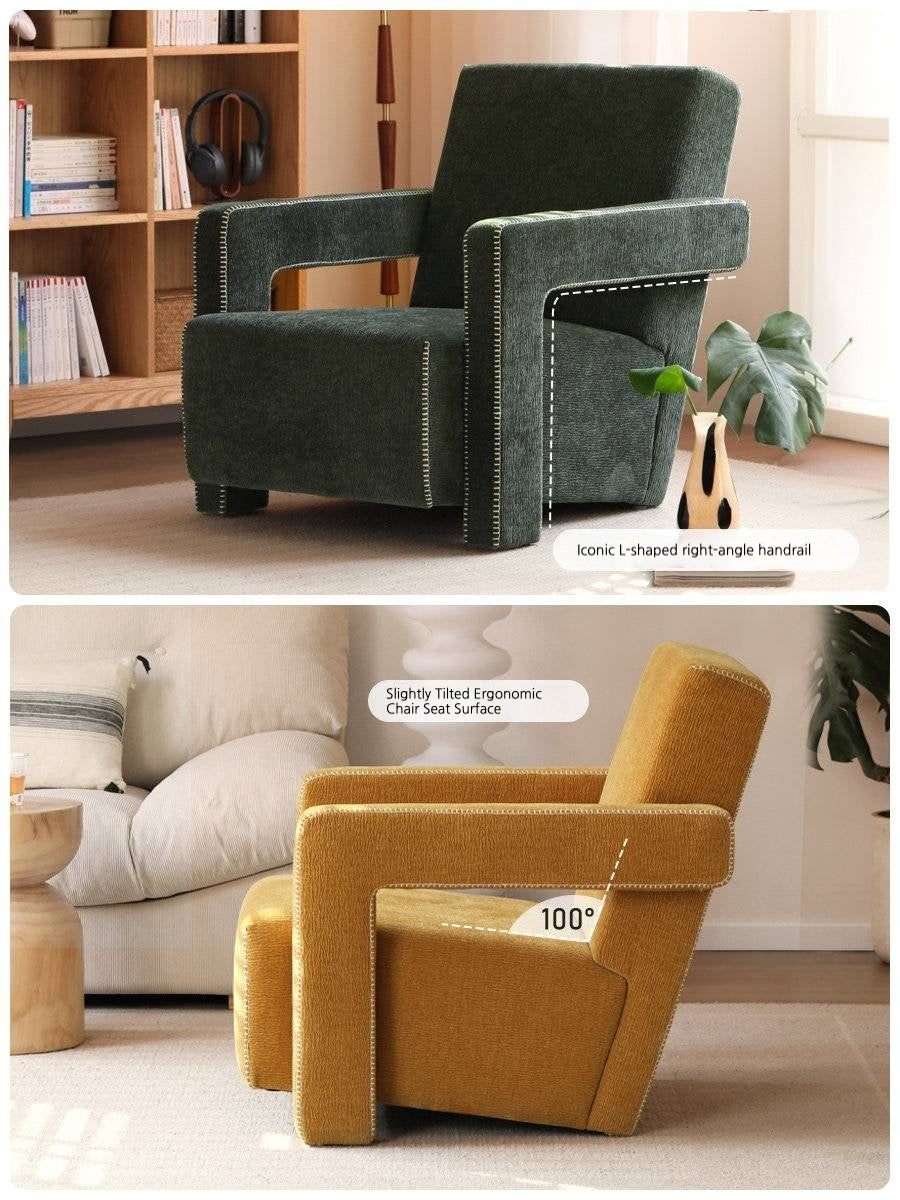 Italian-Inspired Sculptural Design Accent Chair, Modern Fabric Armchair