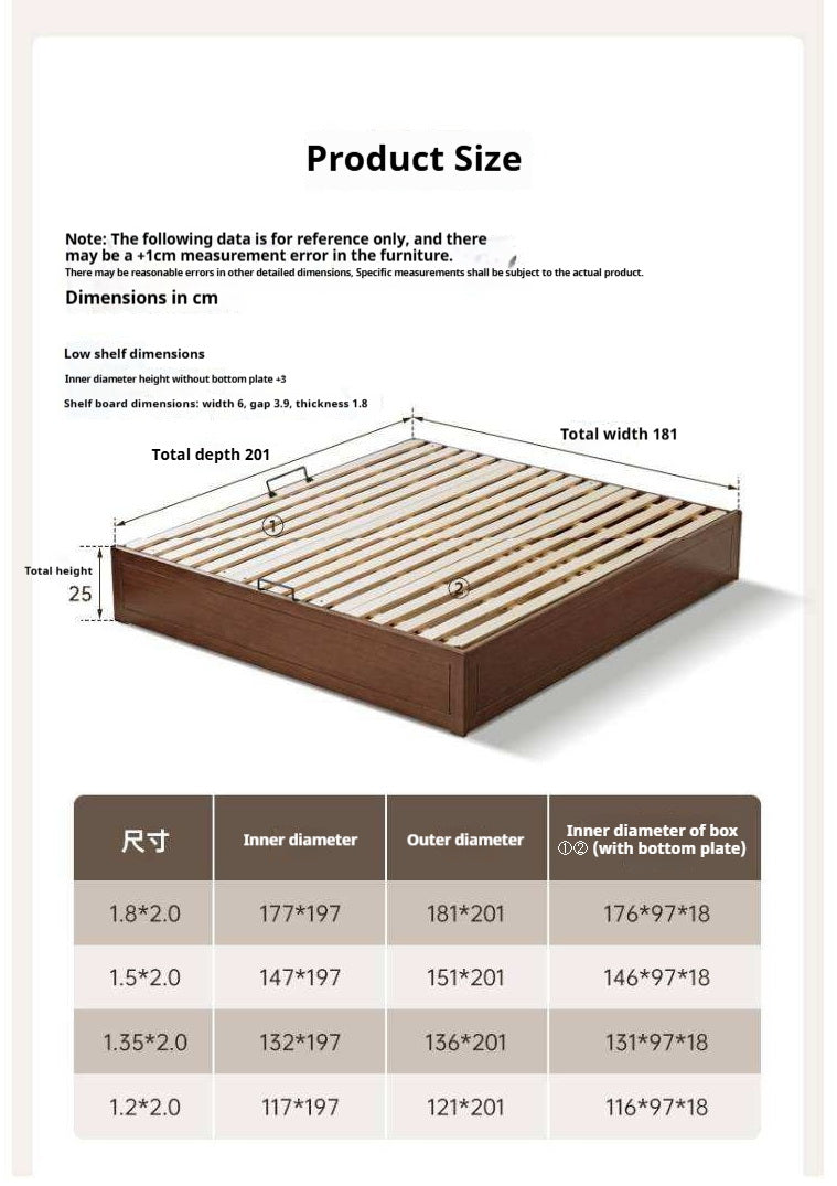 Rubberwood Solid Wood Modern Minimalist Storage Platform Bed