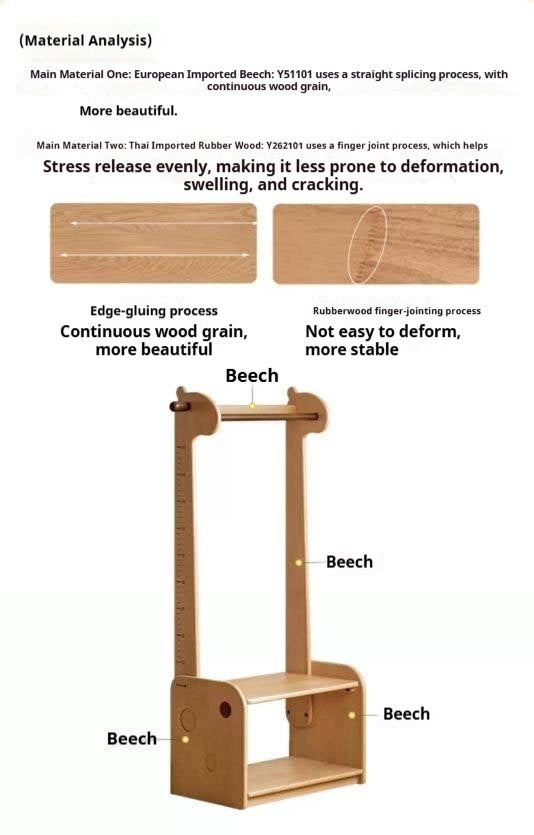 Beech Solid Wood Children's Clothing Rack