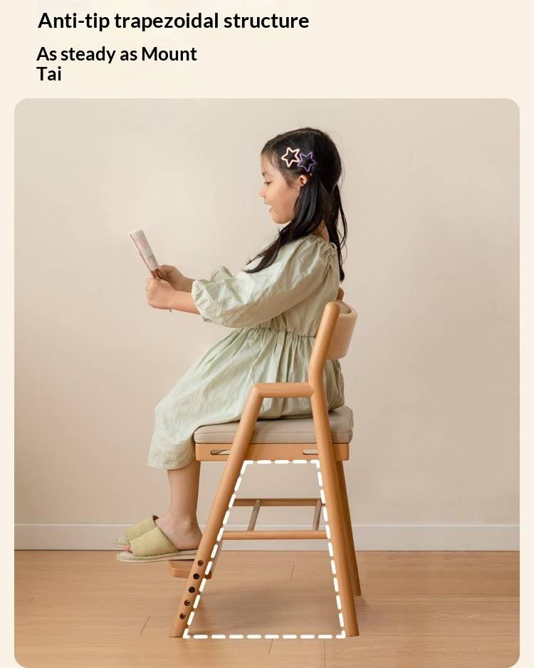 Oak, Beech Solid Wood Kids Chair Height-Adjustable