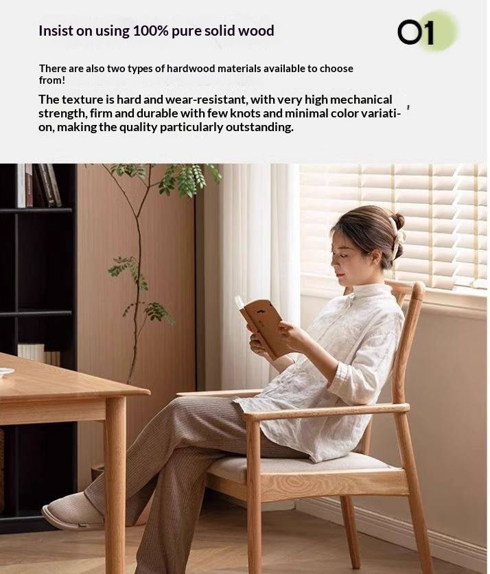 Oak Solid Wood Backrest Soft Chair