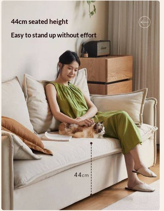 Cream-style washable fabric sofa with relaxed silhouette