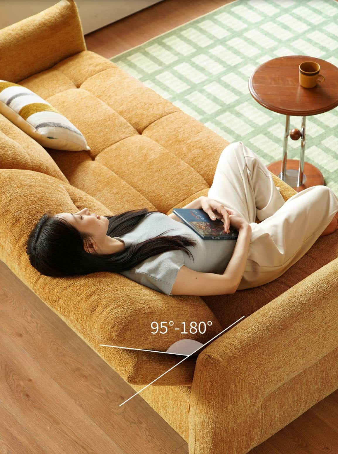 Chenille Sleeper Sofa with Pull-Out Bed Extension