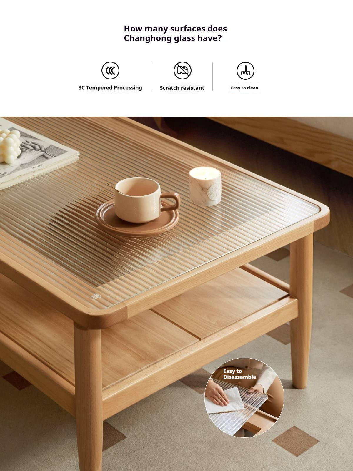 European Beech Solid Wood Nordic Coffee Table