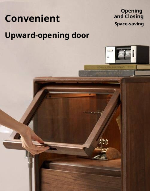 Black Walnut Solid Wood Italian Light Luxury Side Cabinet.