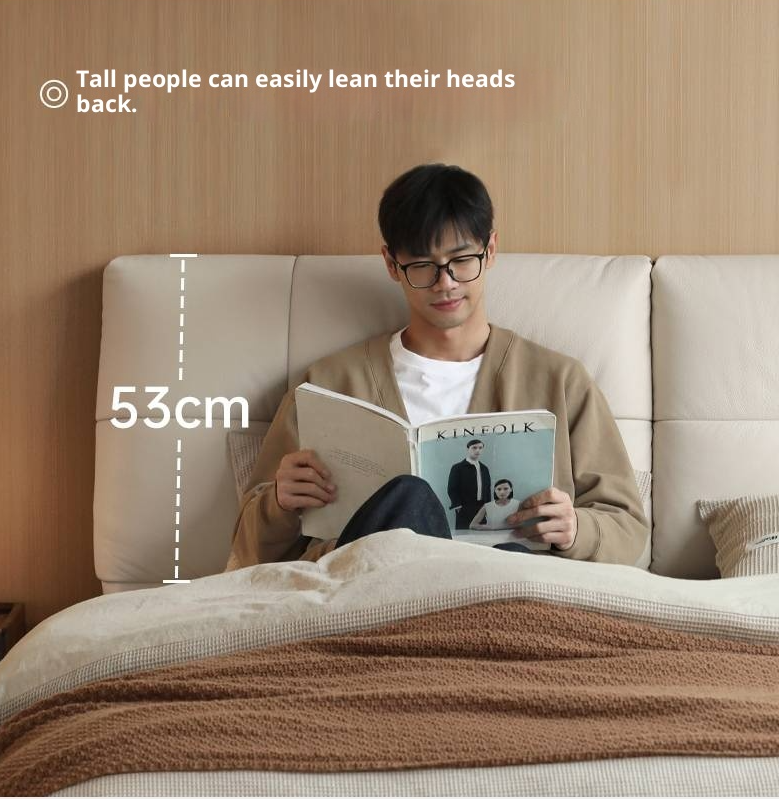 Genuine Leather Top Layer Cowhide Soft Suspension Bed with Lighting