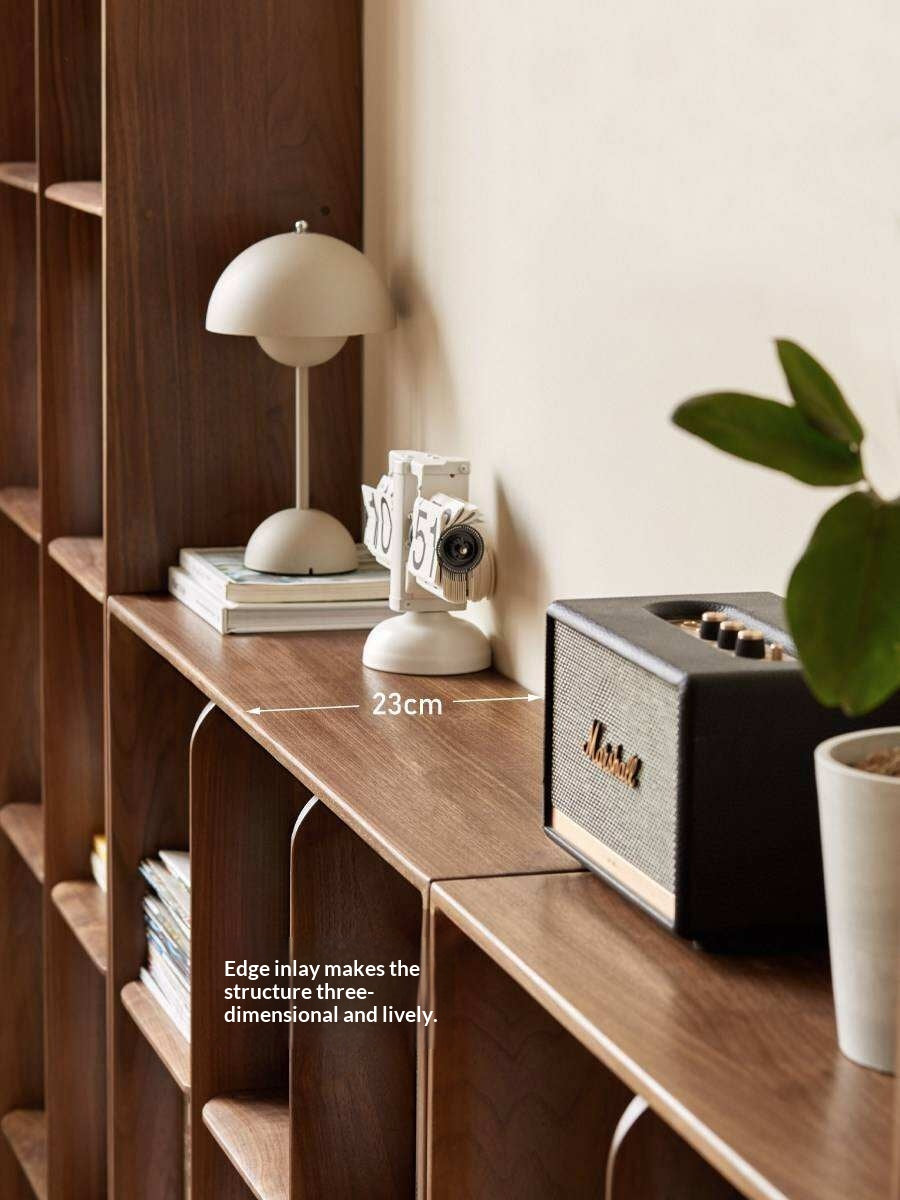 Sandalwood, Black Walnut Solid Wood Bookshelf Shelf Free Lattice Combination