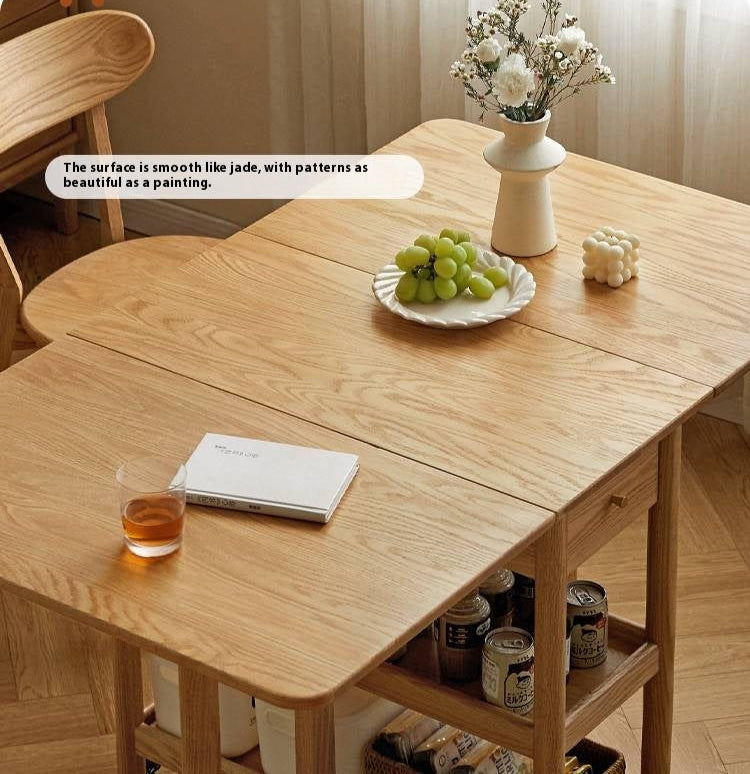 Oak Solid Wood Nordic Folding Rock Plate Dining Table