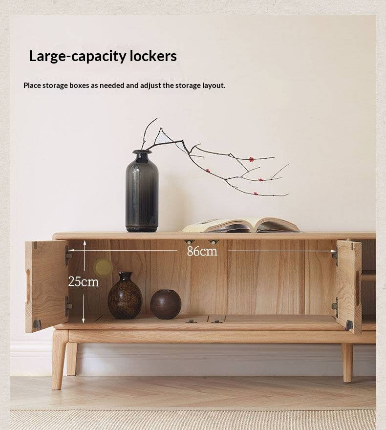 Ash Solid Wood Simple Floor TV Cabinet.