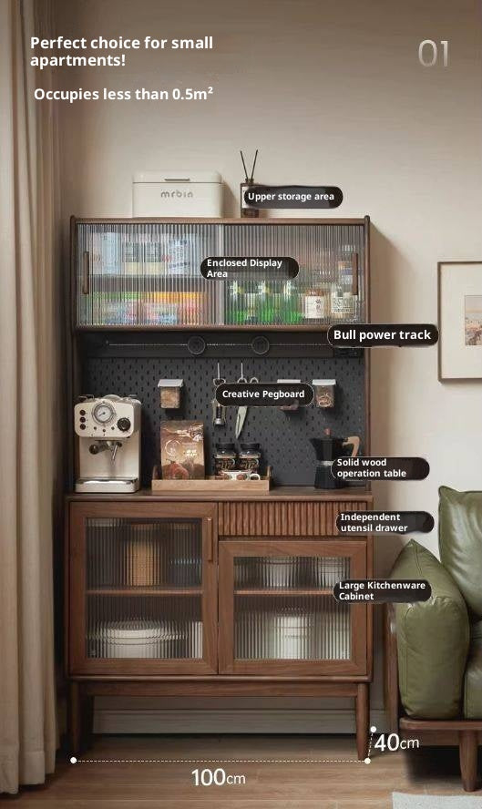 Black Walnut, Oak, South American Walnut Light Luxury Tableside Cabinet