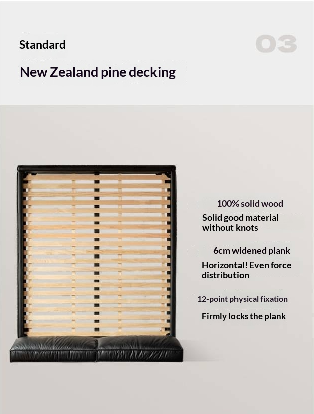 Genuine Leather Upholstered Bed — Black Large Bed, Italian Light Luxury Design