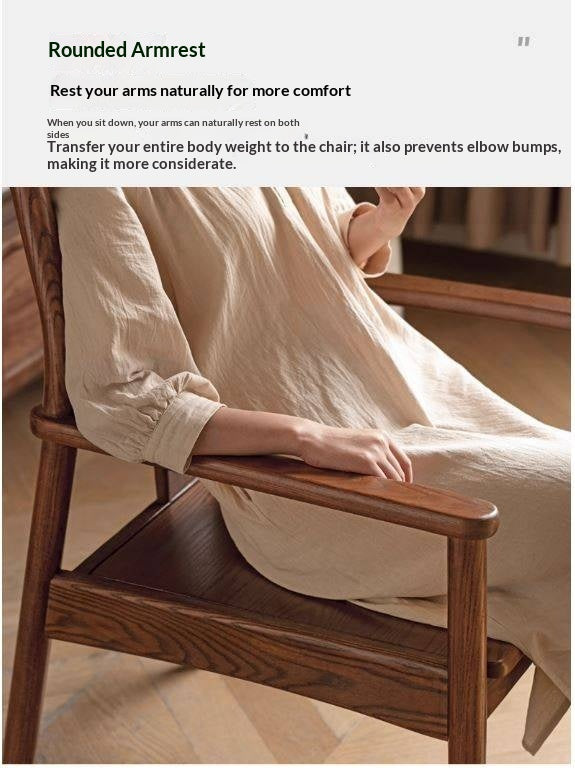 Black Walnut, Ash Solid Wood Backrest Dining Armchair