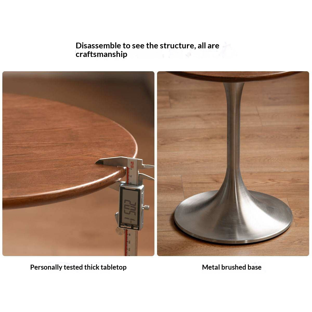 Ash Solid Wood Round Side Table, Bauhaus Style