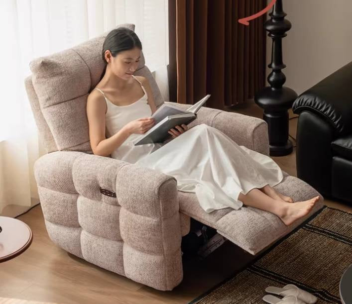 French Modern Recliner Accent Chair in Fabric