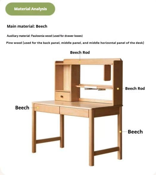 Beech Solid Wood Kids Study Desk