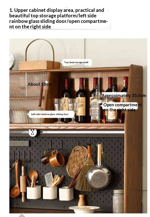 Ash Solid Wood Sideboard High Wine Cabinet Buffet