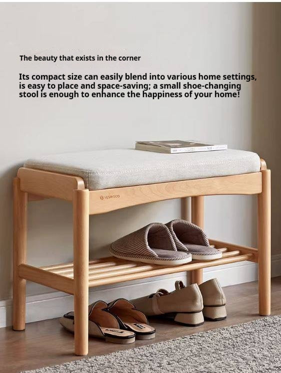 Back Walnut, Oak, Beech, Cherry Solid Wood Shoe Storage Bench