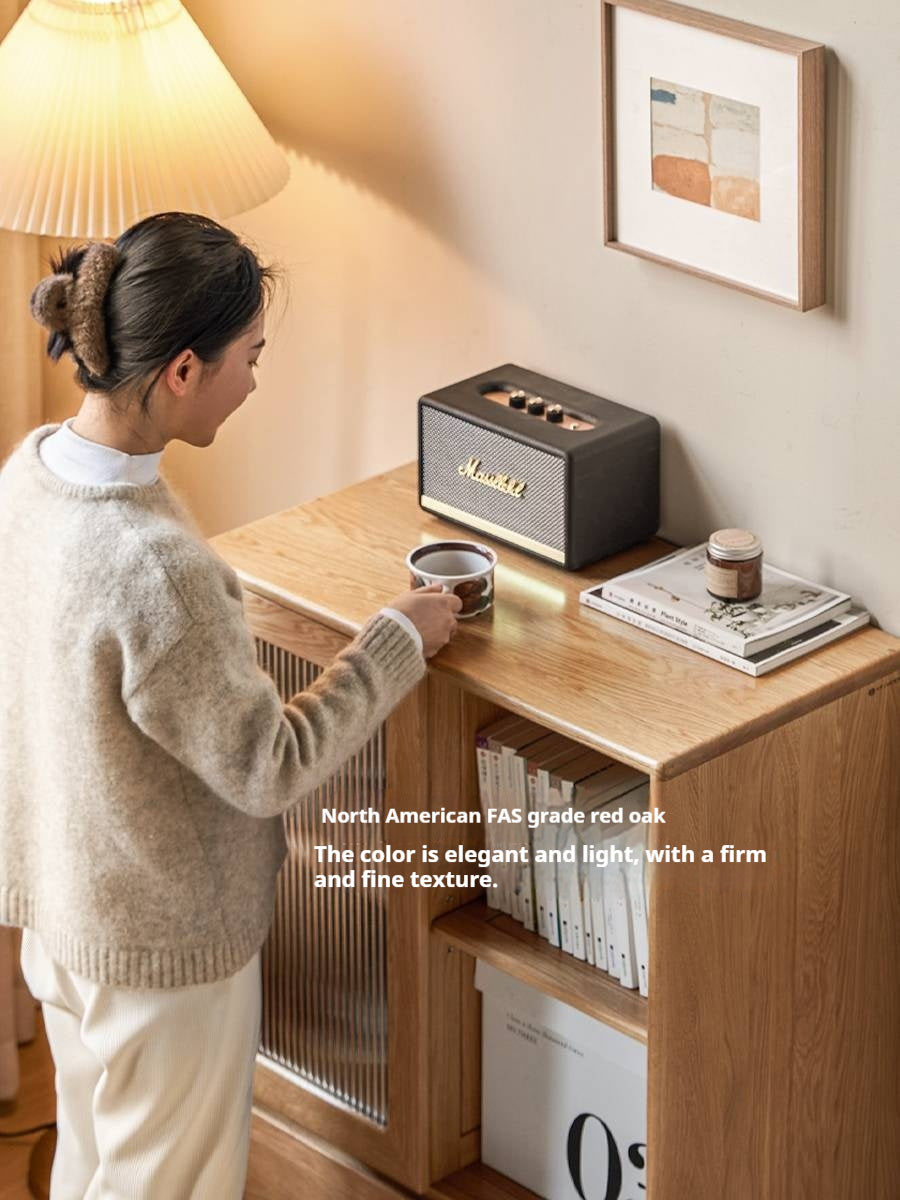 Red Oak, Ash Solid Wood Side Cabinet.