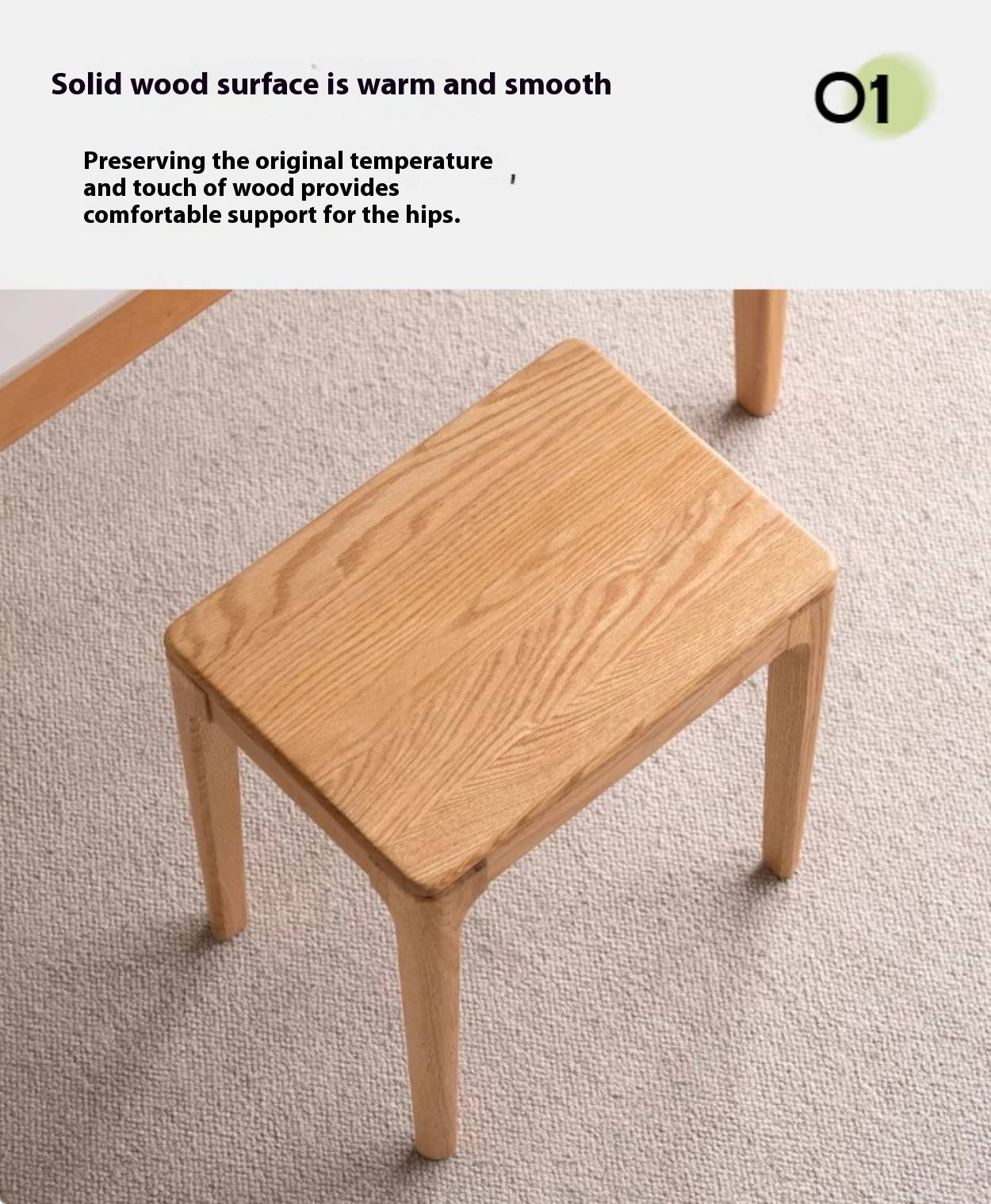 Oak, Ash Solid Wood Modern Style Stool