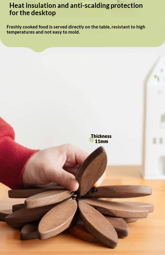 Black Walnut, Beech, Ebony Solid Wood Anti-Scalding Kitchen Mat with Heat Insulation