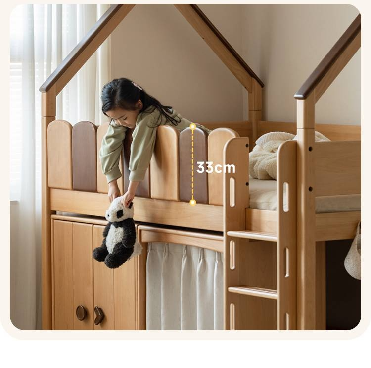 Beech Solid Wood Children's Treehouse Bed Multifunctional Loft Bed