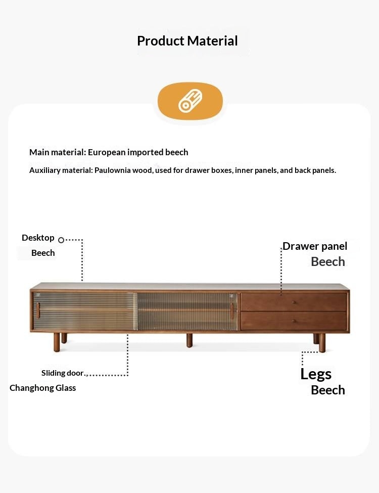 Beech Solid Wood Large TV Cabinet.