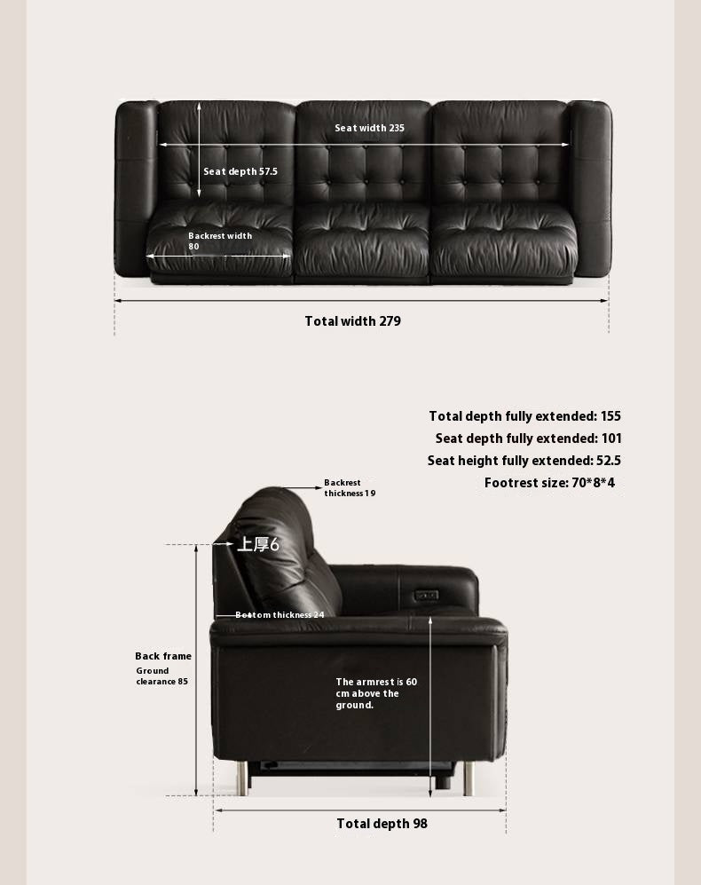 Genuine Leather Antique Style Electric Sofa