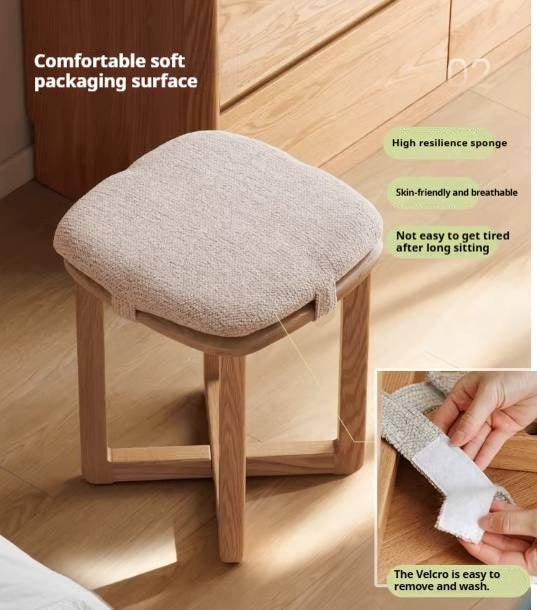 Oak Solid Wood, Rubberwood Solid Modern Simple Makeup Stool