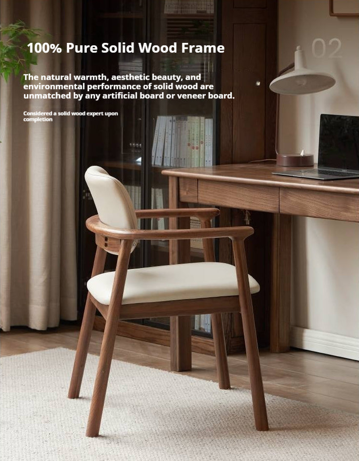 Black Walnut Solid Wood Dining Chair with Backrest