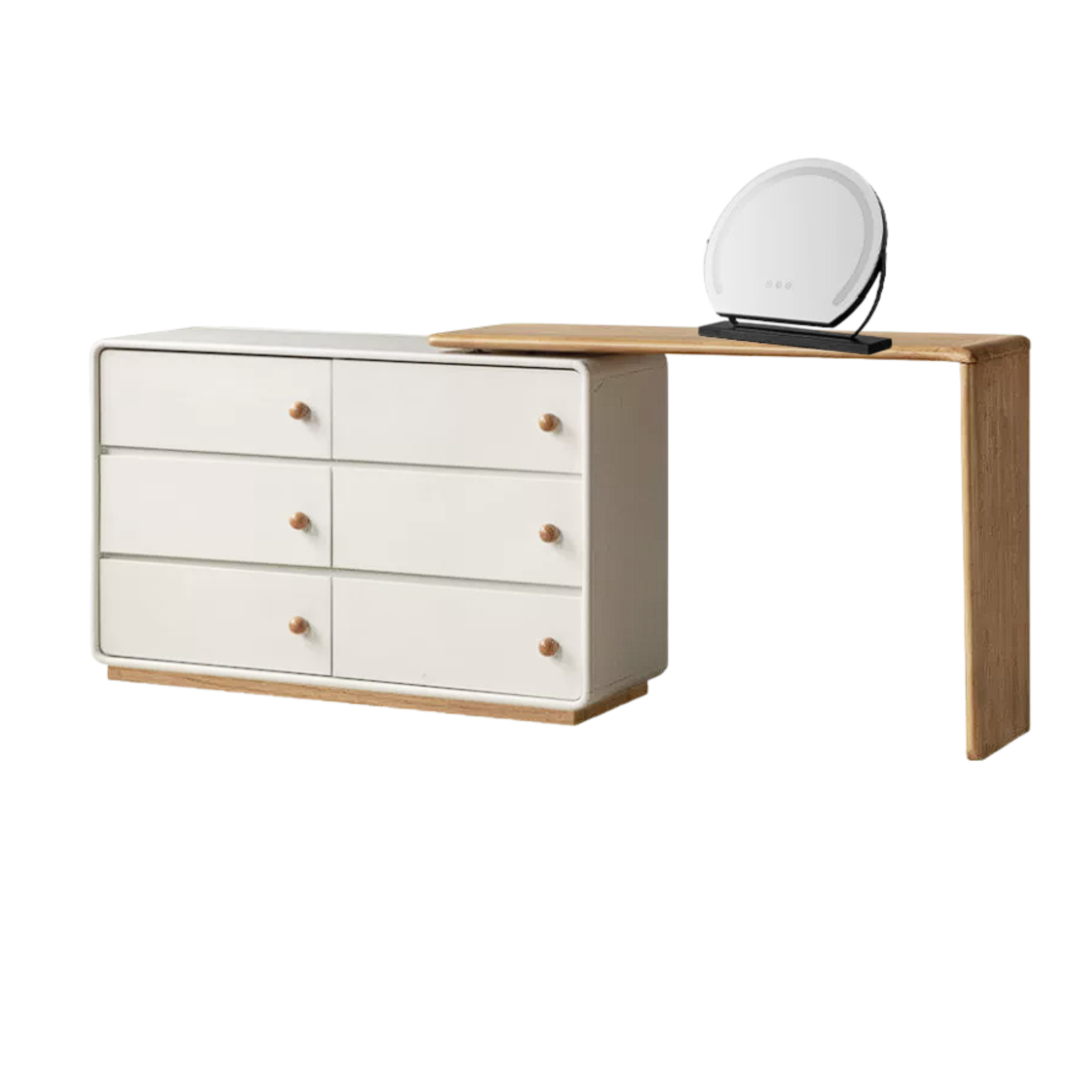 Rubberwood Solid Wood Rotating Extendable Vanity Table with