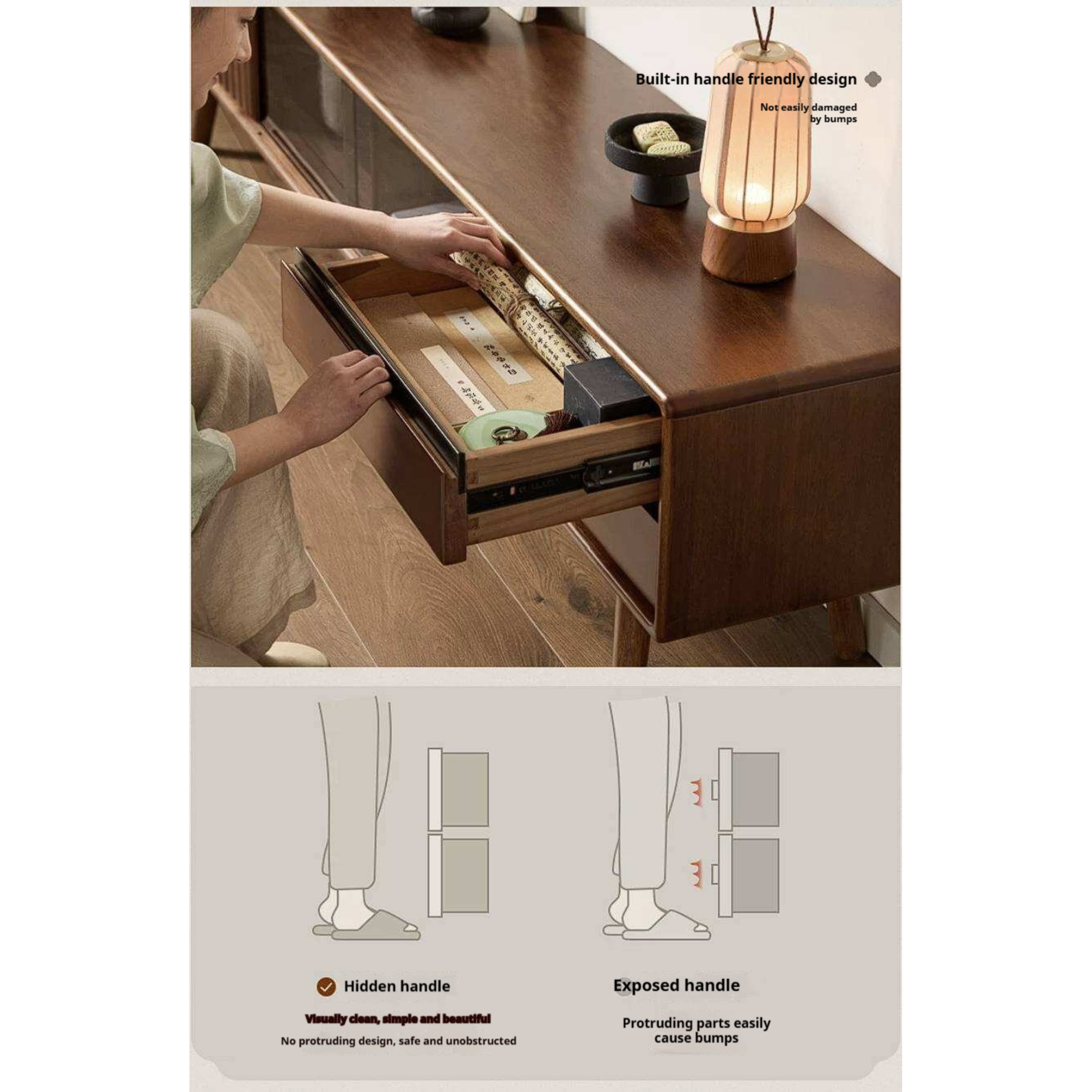 Golden Pear Solid Wood TV Cabinet with Sliding Door Storage Cabinet