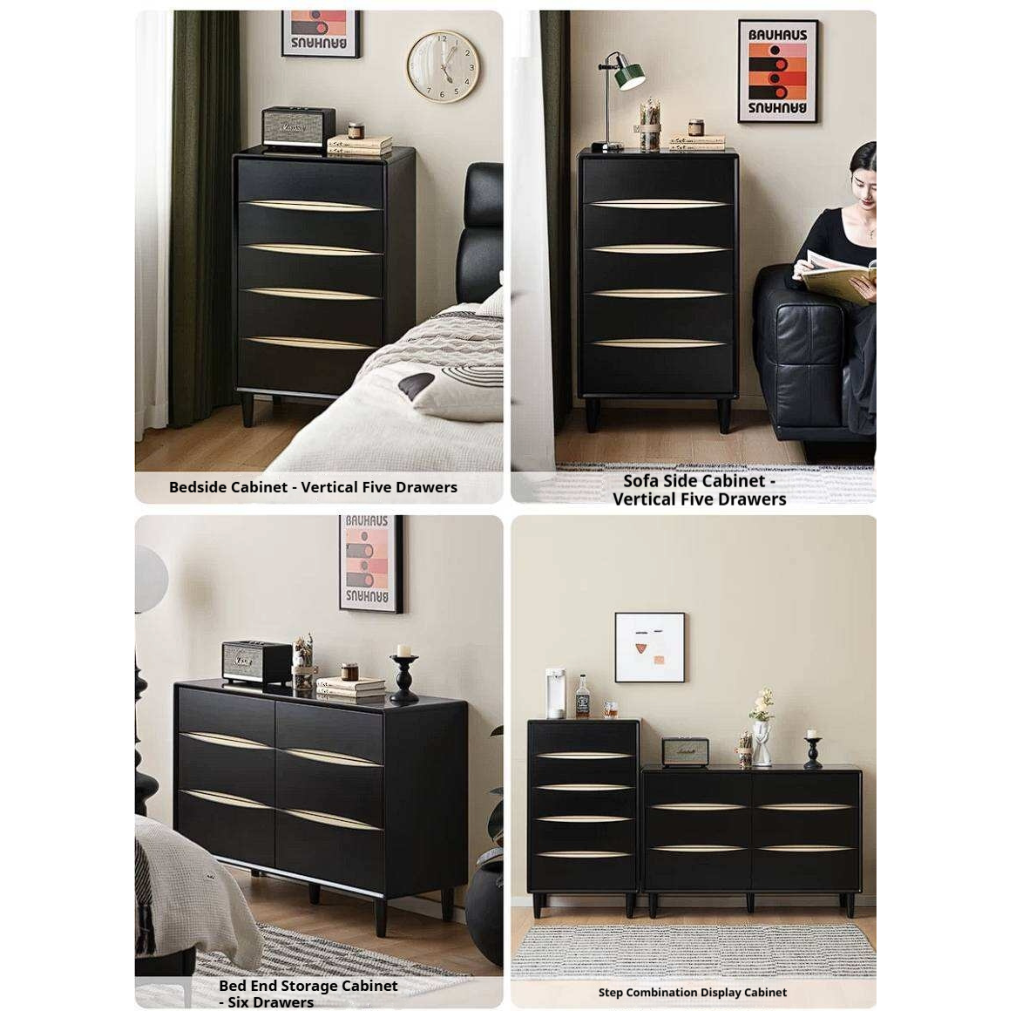 Rubberwood Solid Wood Chest of Drawers Moonwave Dresser
